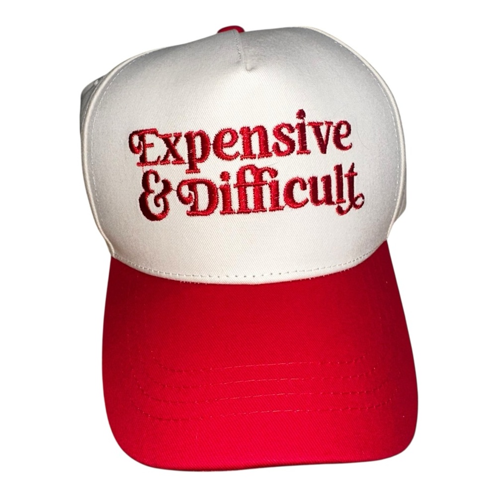 NEW "EXPENSIVE & DIFFICULT" Embroidered Hat - Slide‎ Adjustable - Red